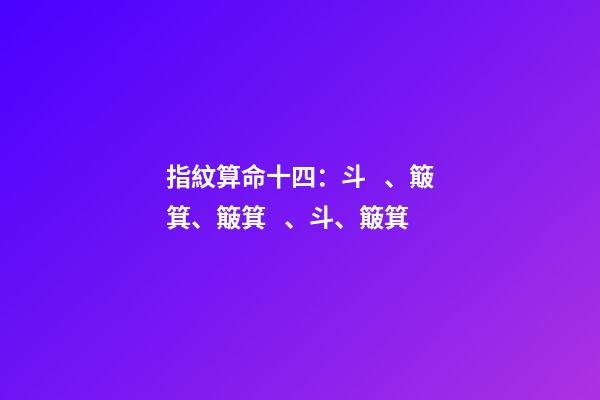 指紋算命十四：斗、簸箕、簸箕、斗、簸箕